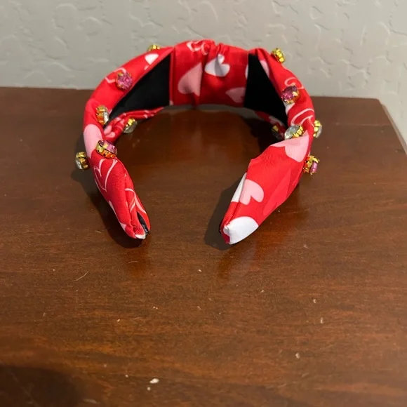 Red Heart-Print Jeweled Knotted Headband - Women Accessories - Picture 6 of 7